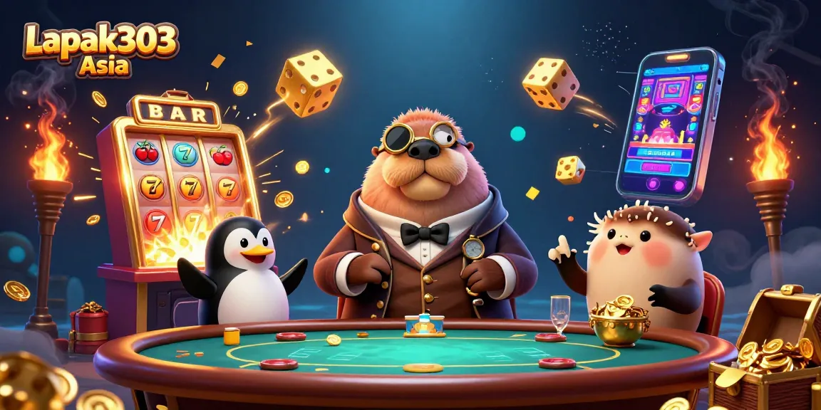Join Lapak303 Asia's vibrant underwater poker scene featuring a walrus, a penguin dealer, and a bluffing pufferfish.