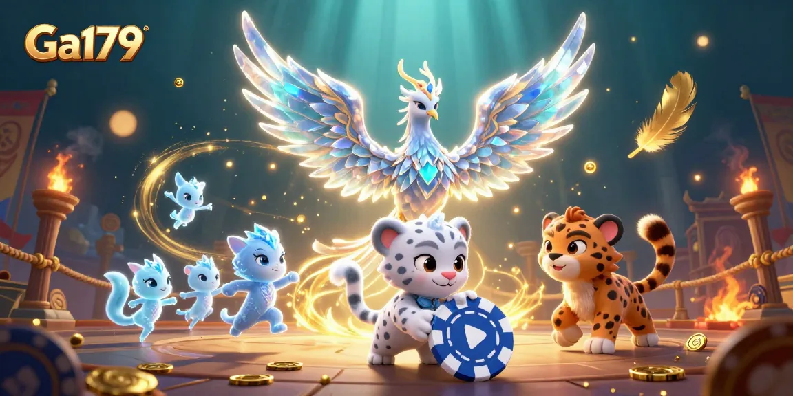 Engage in thrilling gameplay at Ga179, featuring a captivating ice phoenix and exciting poker chip action.