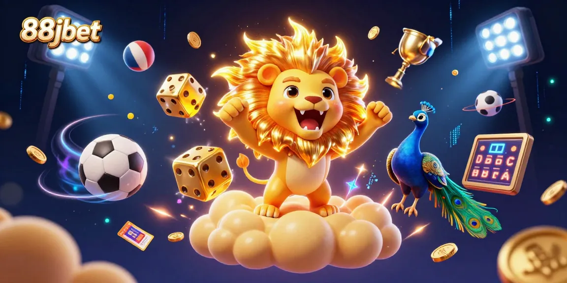 Experience the thrill of sports betting with 88jbet's vibrant, dynamic illustration featuring exciting gameplay elements.