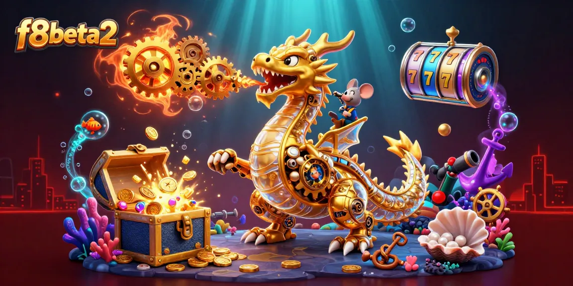 Engage with f8beta2's thrilling casino experience showcasing a dynamic golden dragon illustration.