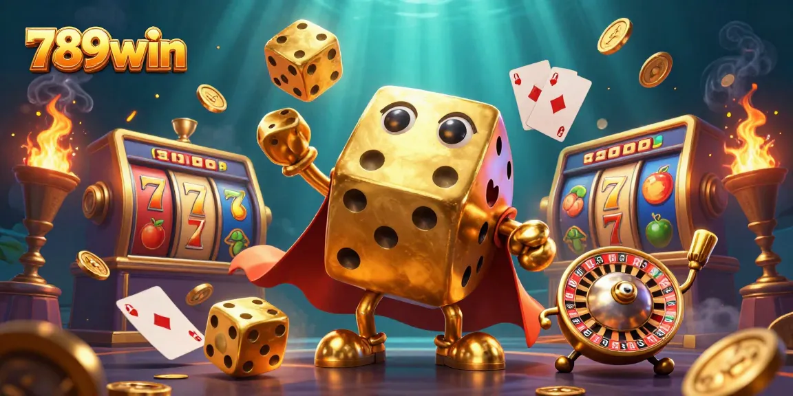 Engage with 789win's thrilling slot adventures featuring a dynamic golden dice golem.
