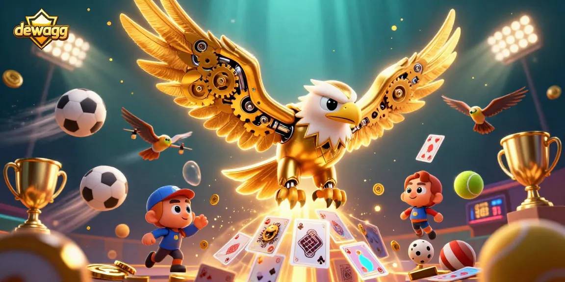 Experience the excitement of dewagg-themed betting with dynamic sports action and gold elements.