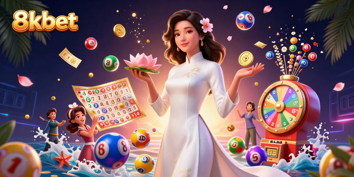Engage with the exciting world of 8xbet through a vibrant digital illustration featuring dynamic casino elements.