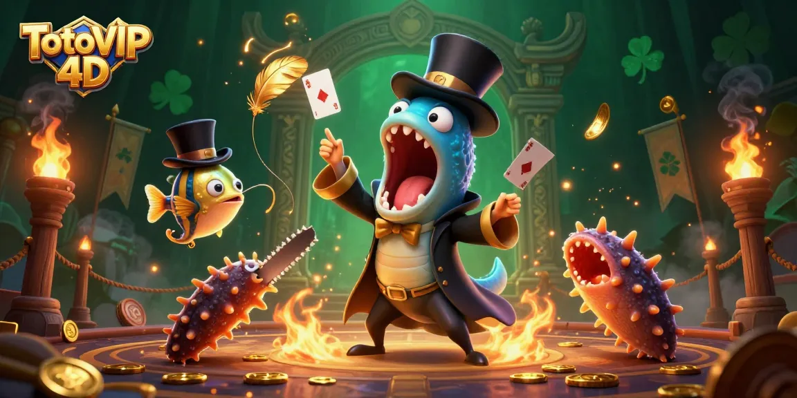 TotoVIP 4D showcases an engaging lottery scene with a bioluminescent eel performing tricks, captivating players.