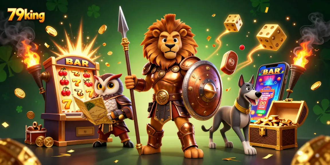 Experience thrilling action with 79king in a vibrant 3D cartoon casino scene filled with jackpots and games.