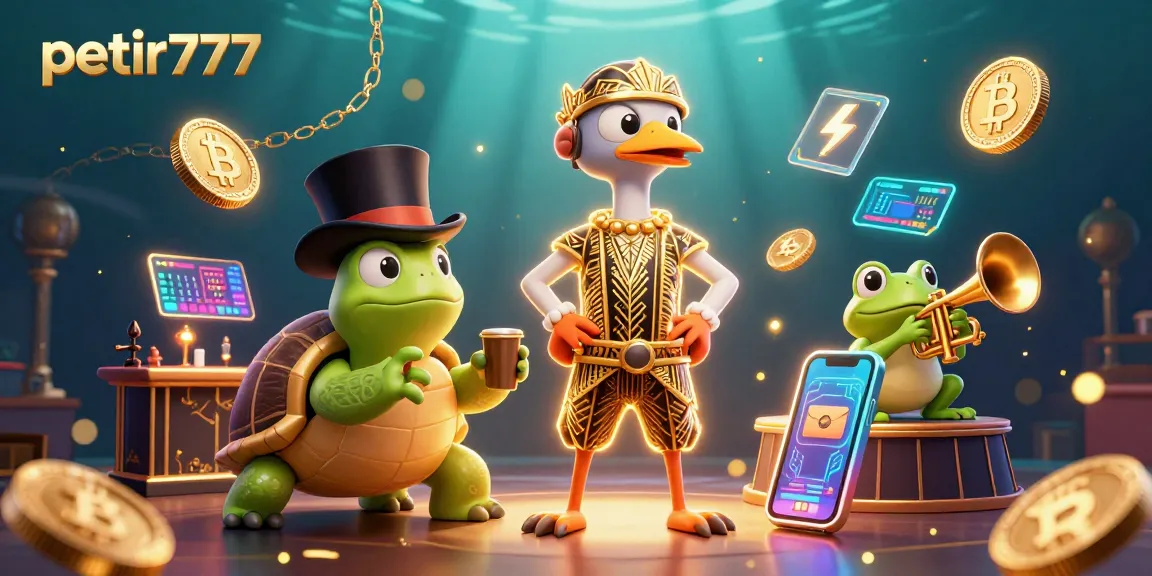 Experience the vibrant world of petir777 with dazzling characters and crypto elements in a dynamic casino setting.