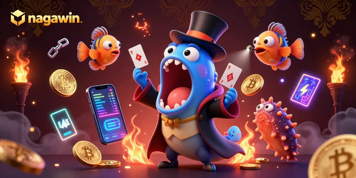 Engage with nagawin's thrilling gaming adventures in a vibrant casino-themed 3D illustration.