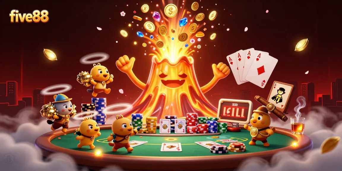 Experience the thrills of five88 in a vibrant casino adventure filled with treasures and cards.