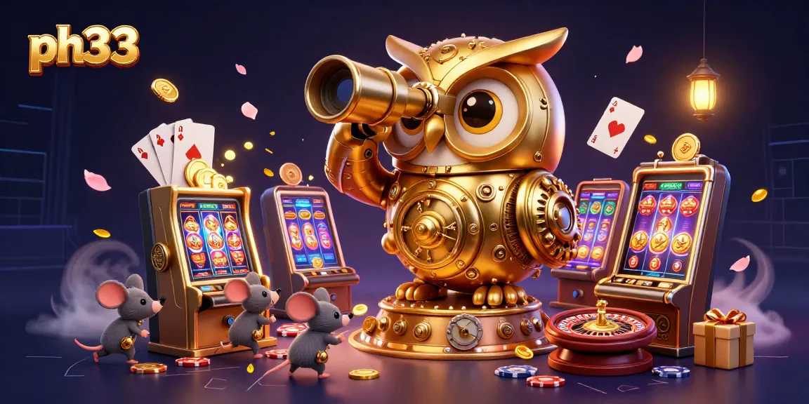 spin to win on ph33 with a vibrant casino scene featuring cartoon characters and games