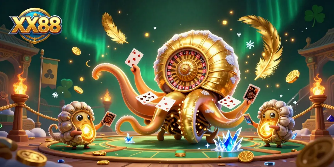 Experience thrilling gameplay at XX88 featuring a 3D nautilus roulette wheel and vibrant casino elements.