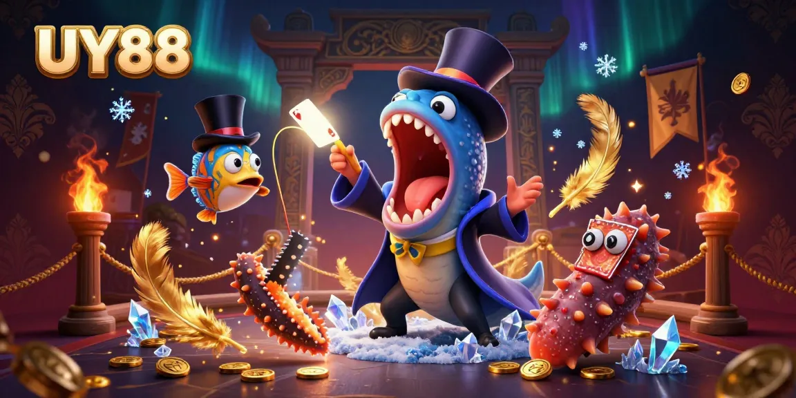 Experience UY88's captivating world of online gambling with a magical deep-sea scene featuring unique characters.