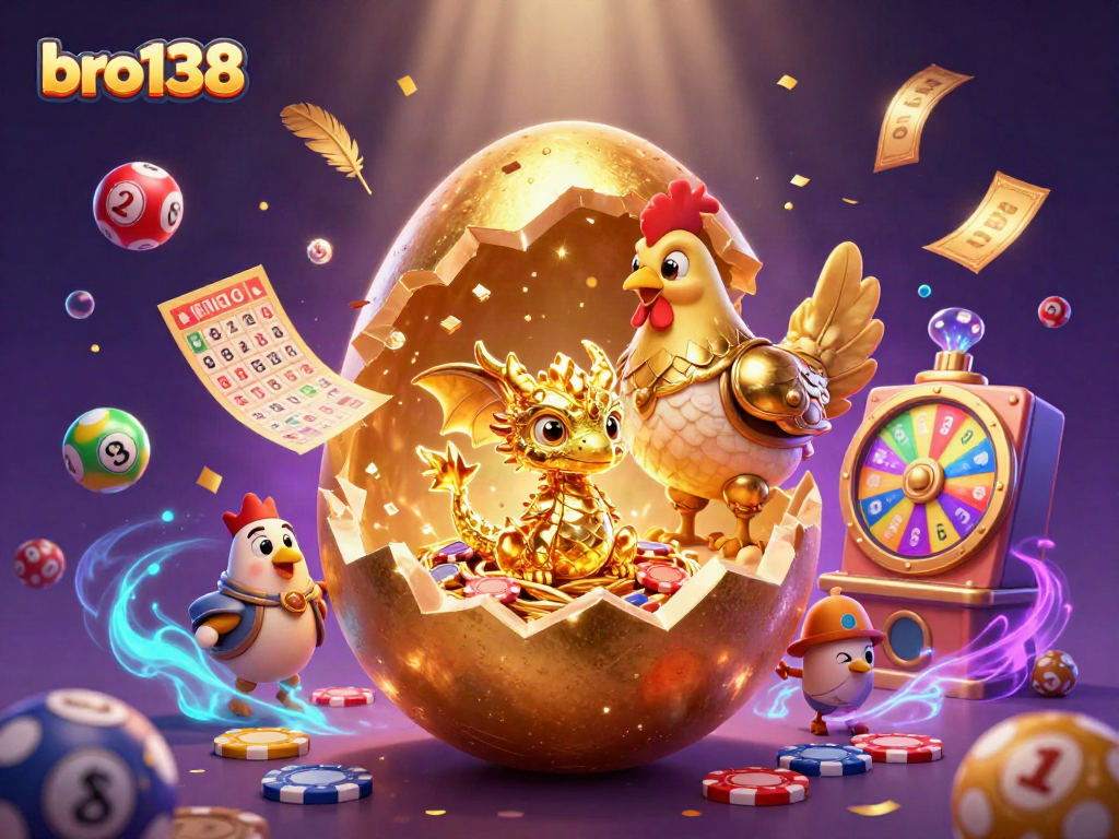 Join the excitement at bro138, where a golden dragon emerges from a winning nest of poker chips!