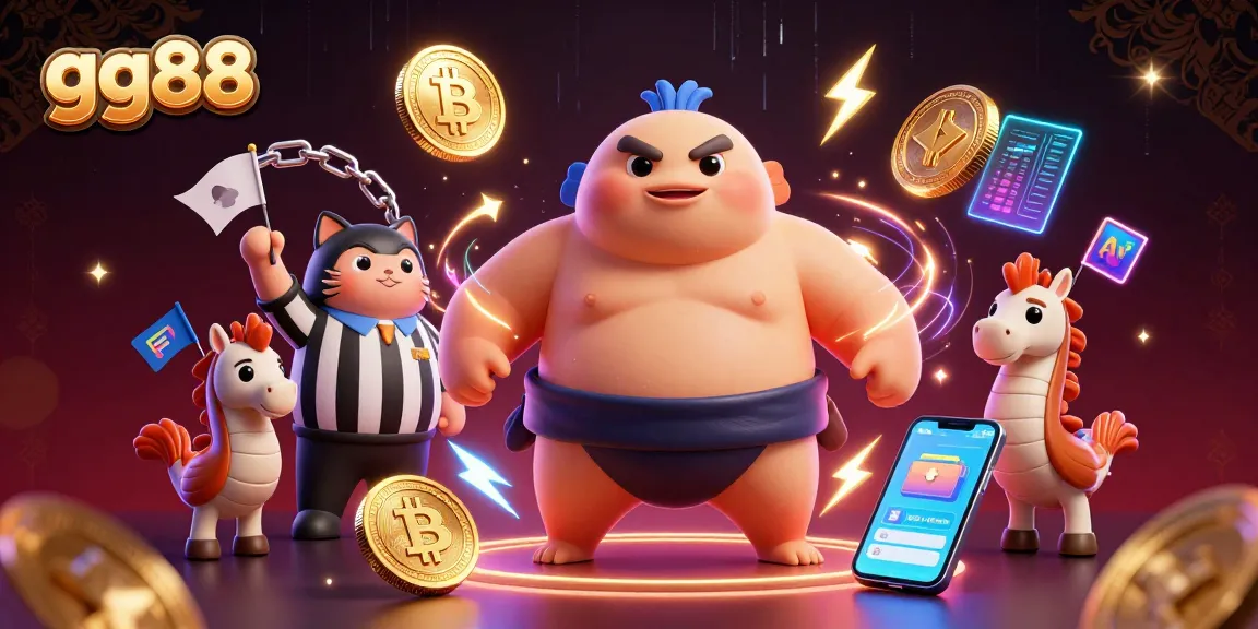 Join the excitement at gg88 with colorful characters and vibrant gambling elements in this dynamic scene.