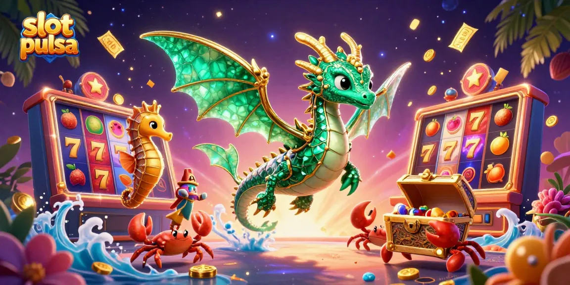 Engage in slot pulsa action with vibrant characters and thrilling casino elements, showcasing 3D illustrations.