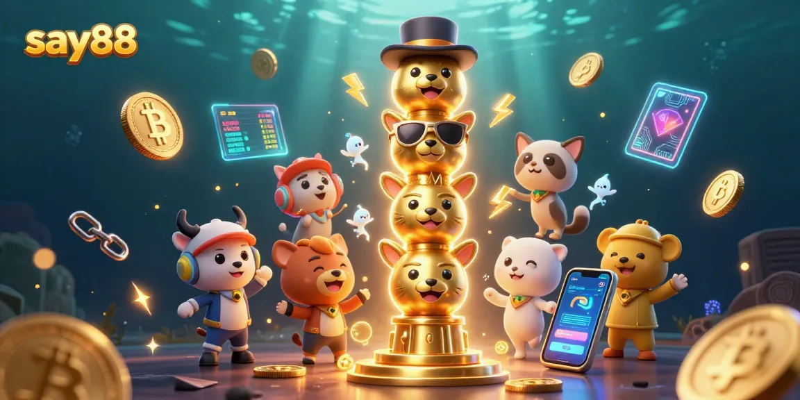 Experience the thrill of say88 with vibrant 3D characters and glowing casino elements.