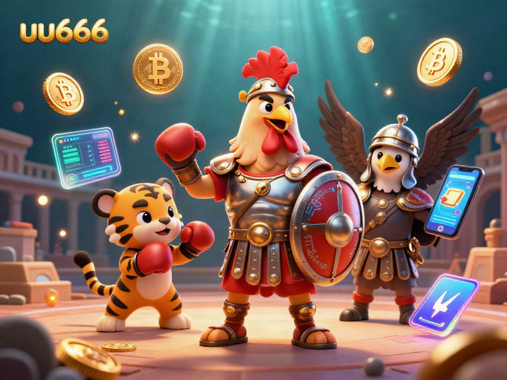 Experience thrilling gameplay with uu666 featuring a gladiator rooster in a vibrant casino scene.