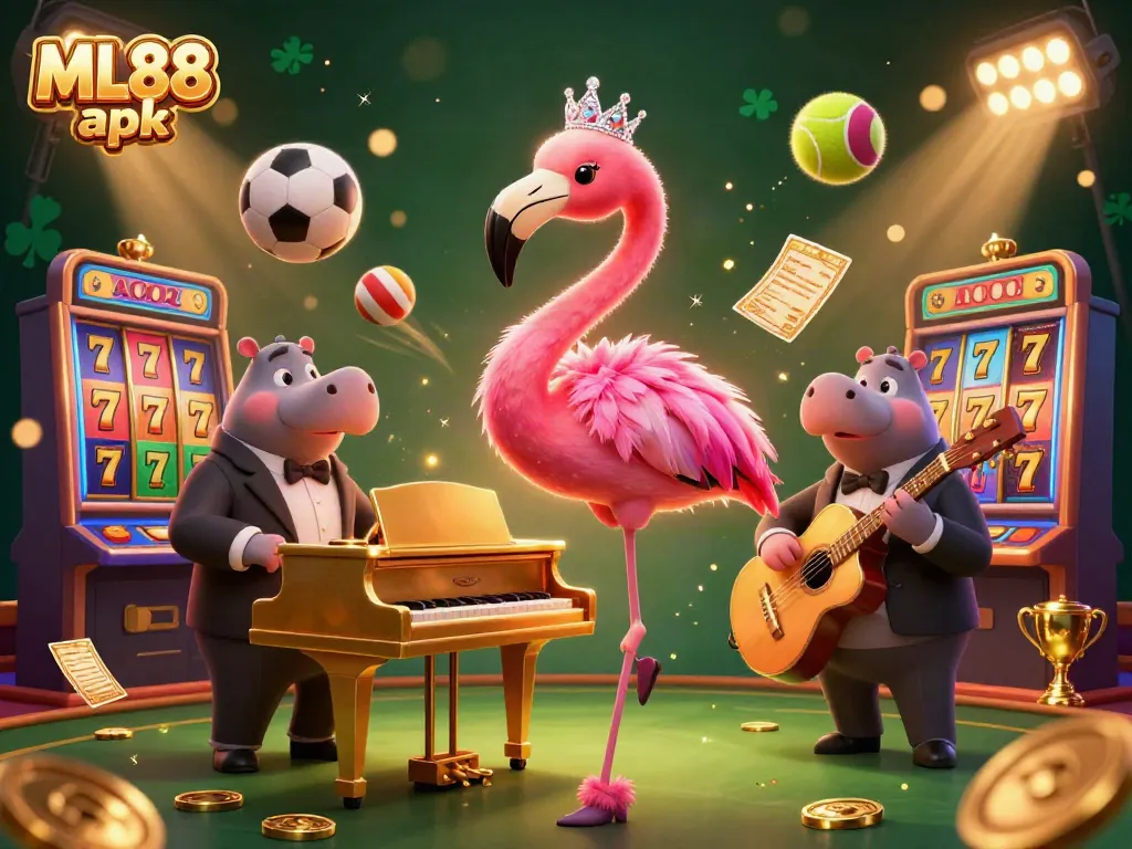 Engage in thrilling gameplay with the ML88 apk, featuring vibrant casino elements and lively characters.