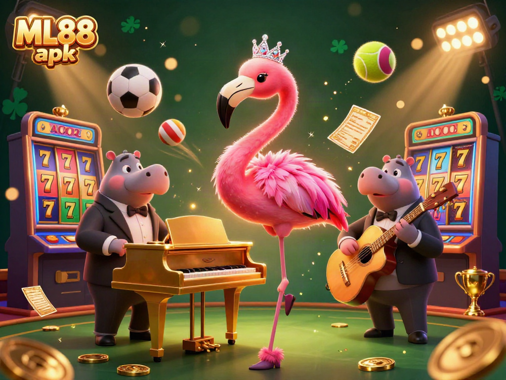 Engage in thrilling gameplay with the ML88 apk, featuring vibrant casino elements and lively characters.