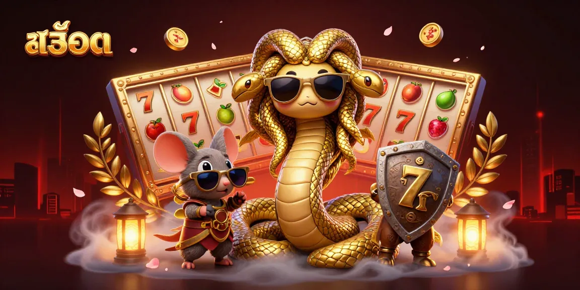 Experience the excitement of สล็อต with charming characters and vibrant casino elements in a dynamic scene.