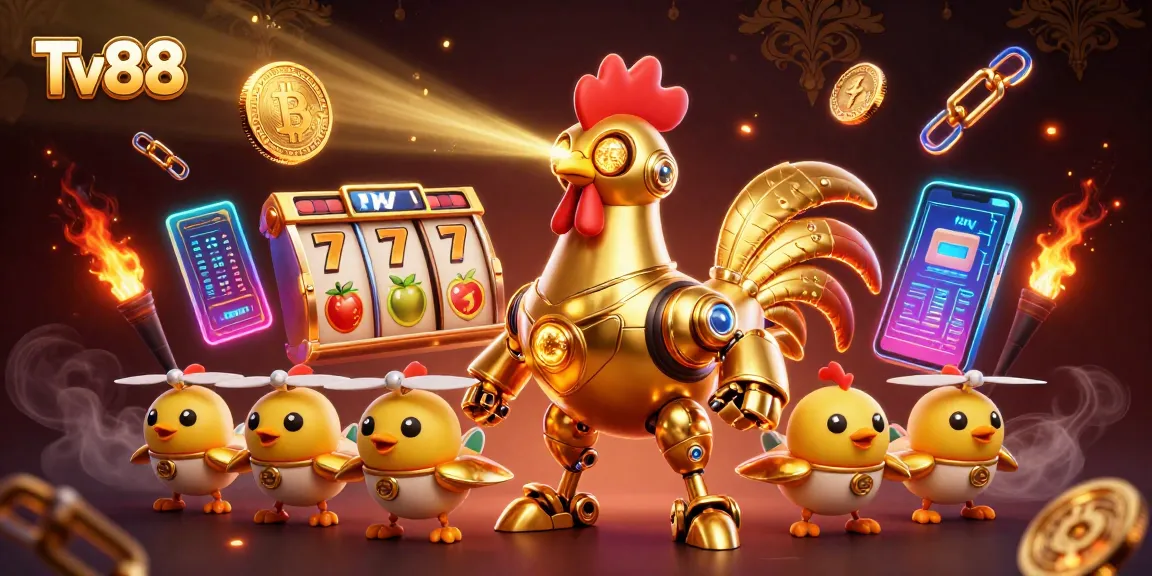 Engage in thrilling slot action at Tv88 with vibrant game reels and a retro-futuristic twist.