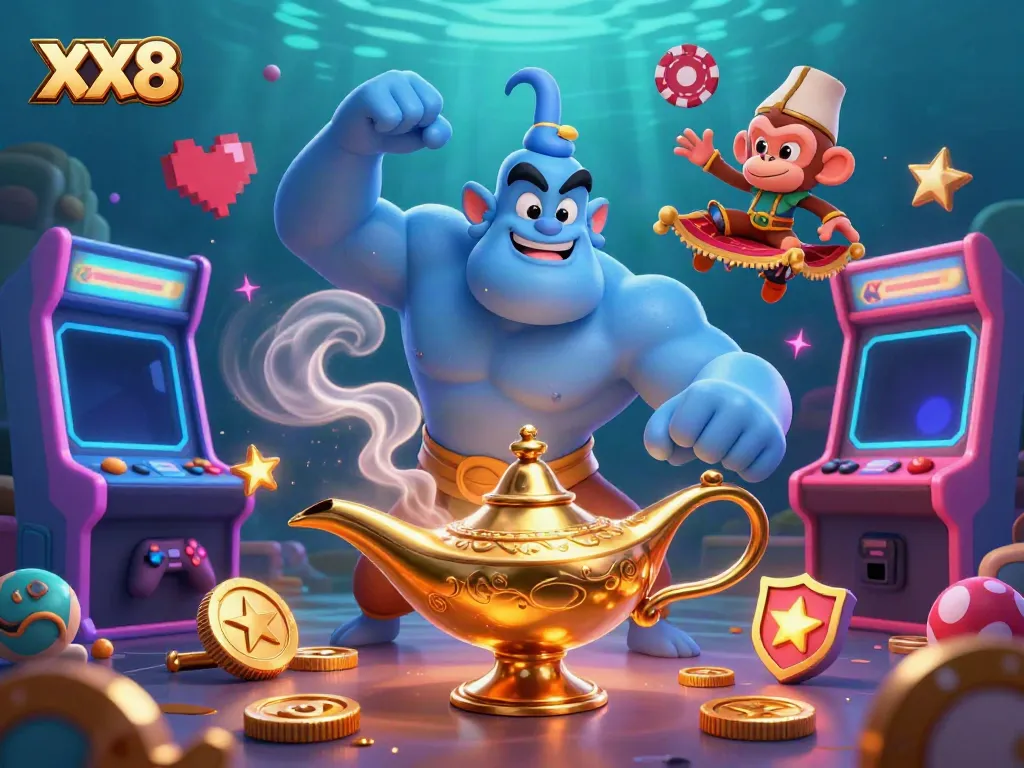 Join the action at XX8 with a magical genie and vibrant casino elements! Dive into engaging online gameplay.