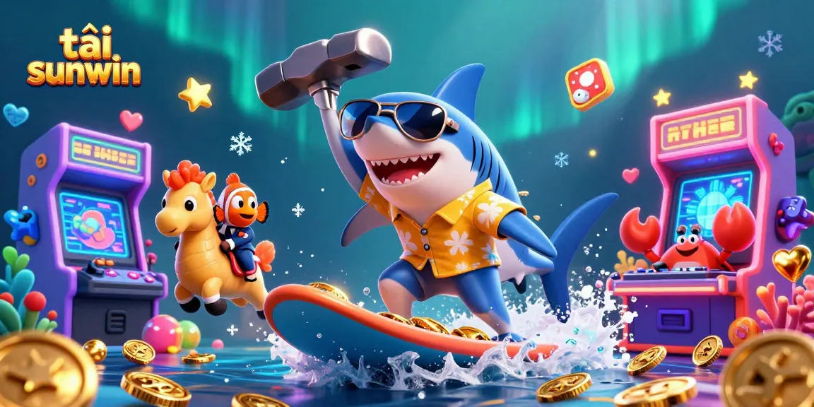 Play and win with tải sunwin in this vibrant casino illustration featuring exciting ocean elements.