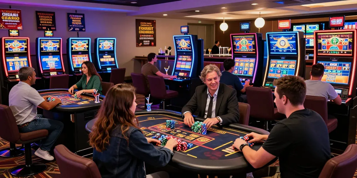 Exciting scene of players enjoying credit card casinos with vibrant games and social interactions.