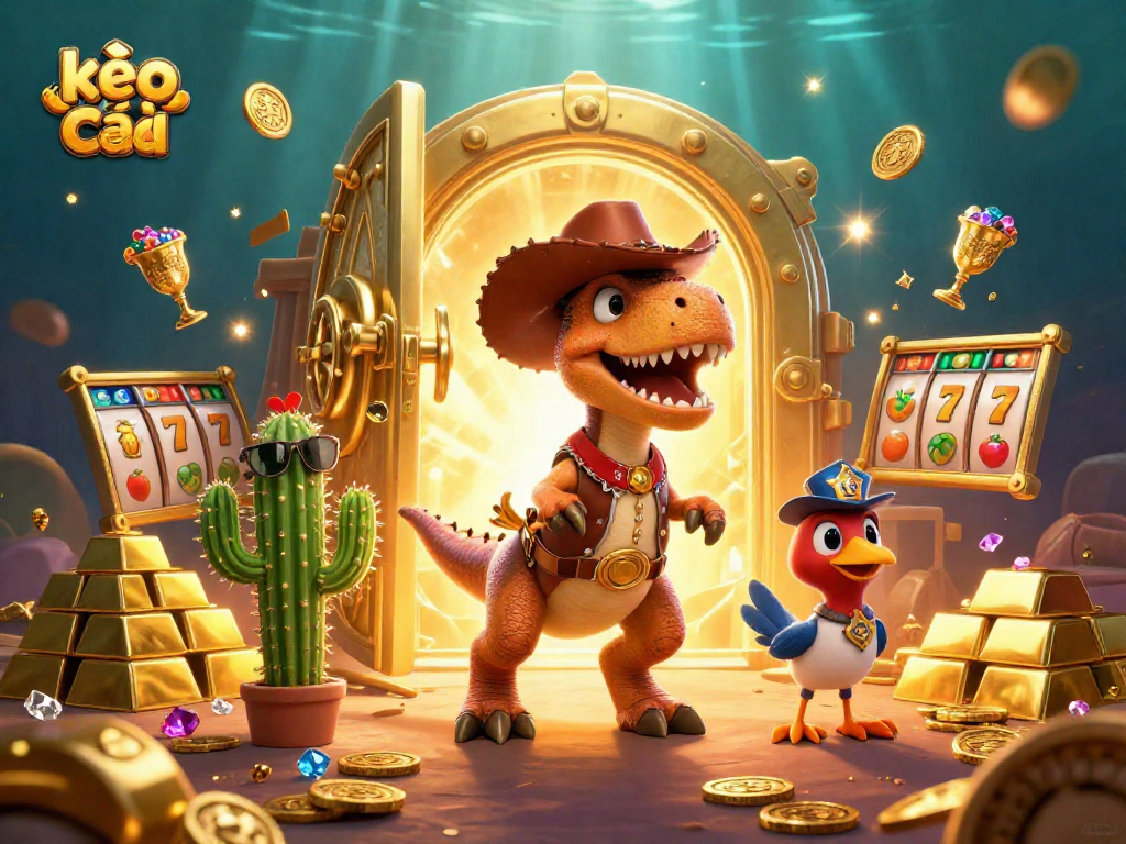 Engage in kèo nhà cái gaming with fun visuals featuring cartoon characters and sparkling treasures