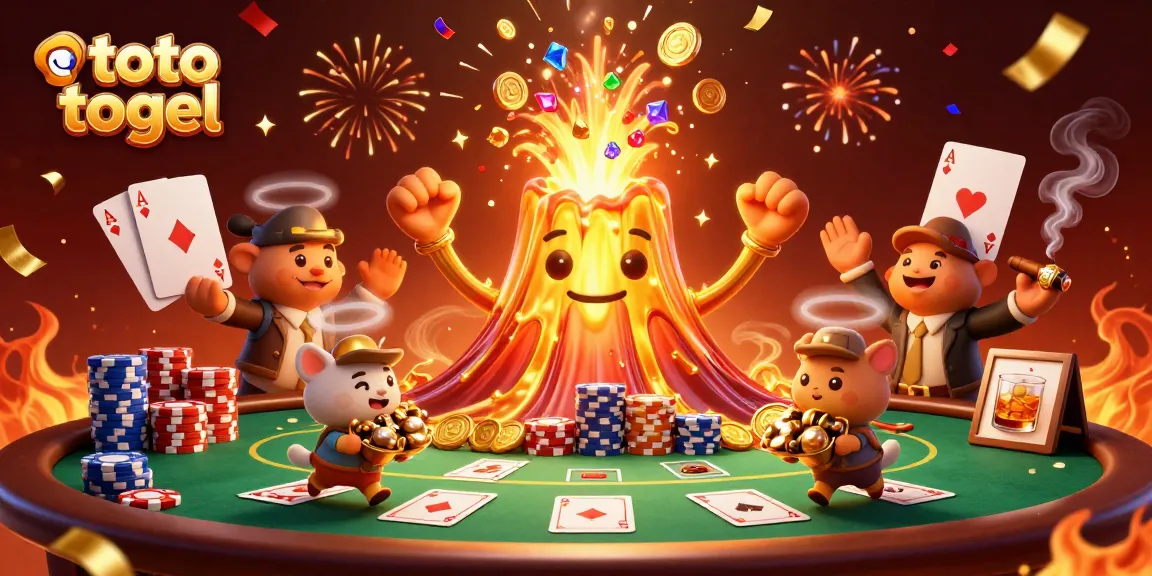 Experience thrilling wins at toto togel with an eruption of treasures from the golden volcano, capturing the excitement.