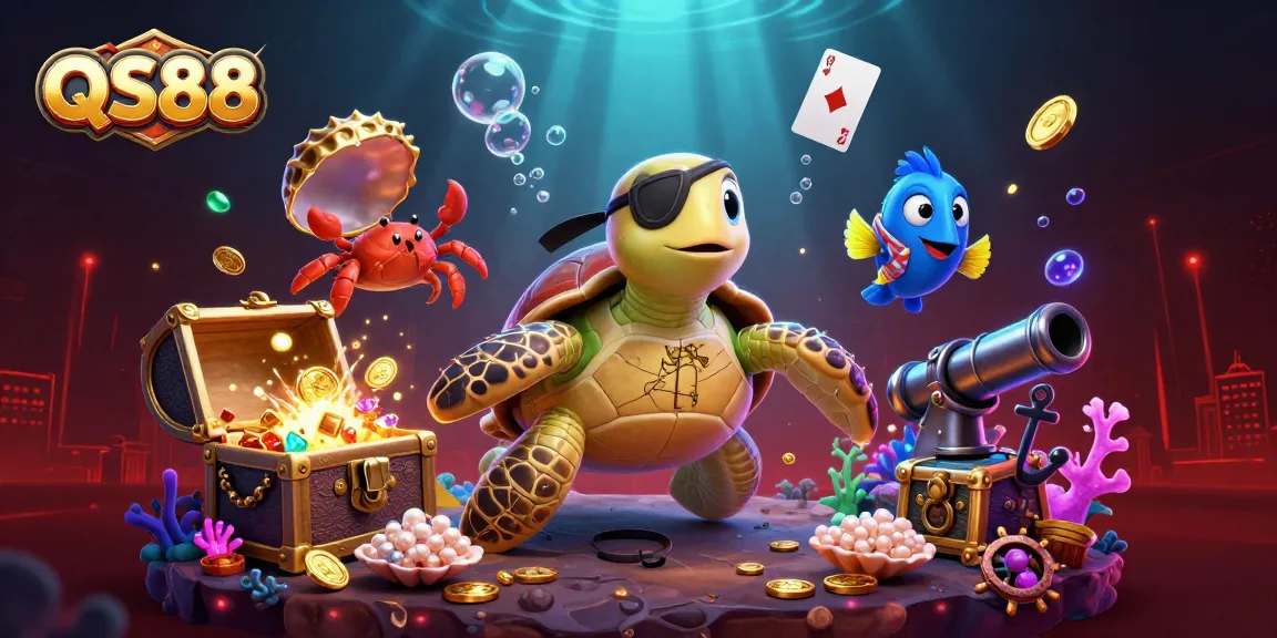 Winning with QS88: Dive into casino excitement with animated pirate characters and treasure.