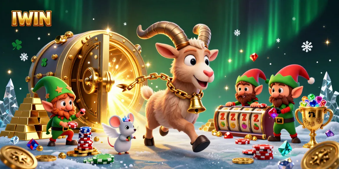 Join the IWIN casino adventure with 3D characters in a festive environment, encountering thrilling games and treasures.