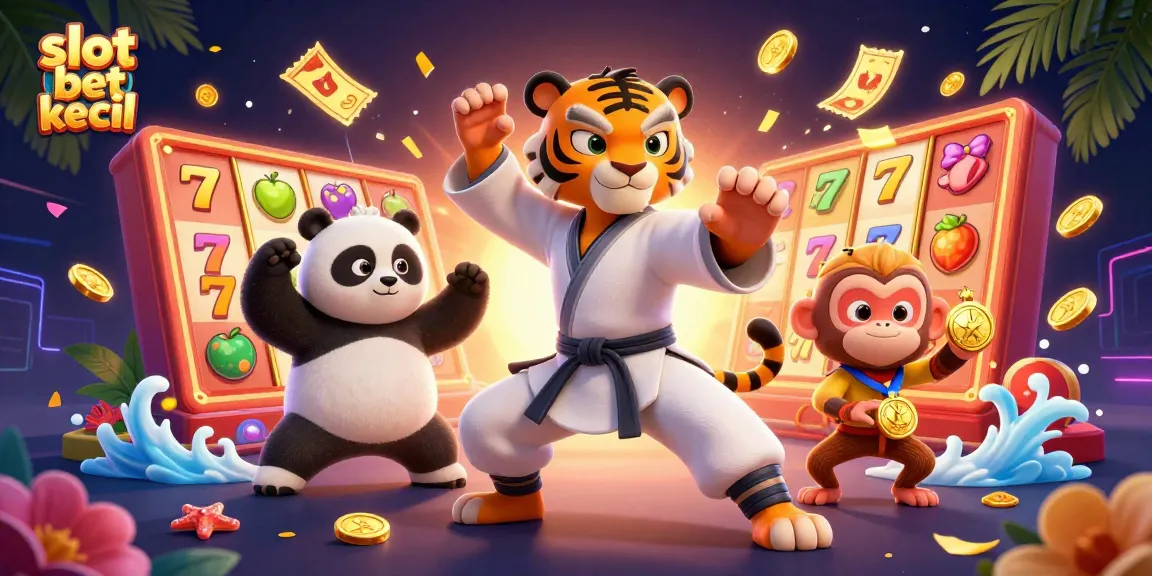 Engage in the thrilling gameplay of slot bet kecil with 3D characters amidst vibrant casino elements.