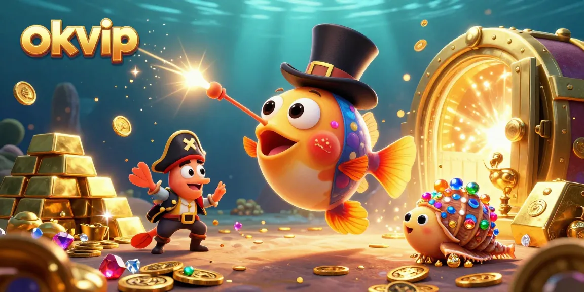 Experience the excitement of okvip as deep-sea creatures attract treasures in this vibrant casino scene.