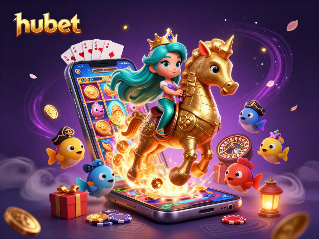 Experience thrilling gaming action with hubet, featuring a dynamic underwater scene of a mermaid princess and a giant seahorse.