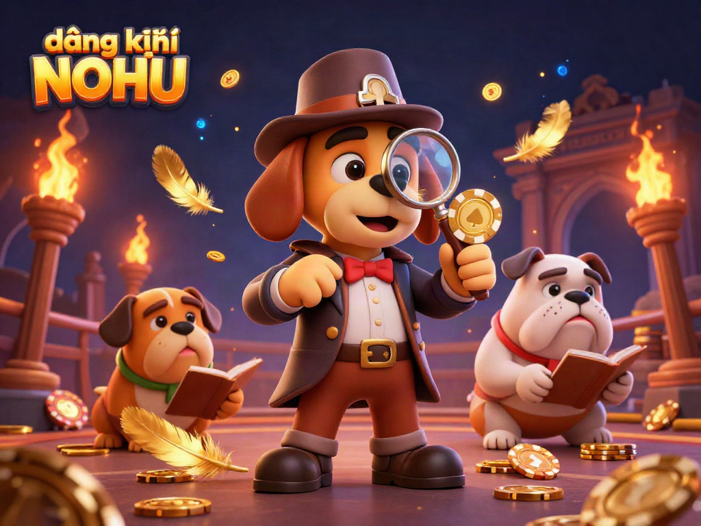 Engage with the exciting world of gambling through đăng ký NOHU with 3D characters uncovering treasures amidst vibrant gaming symbols.