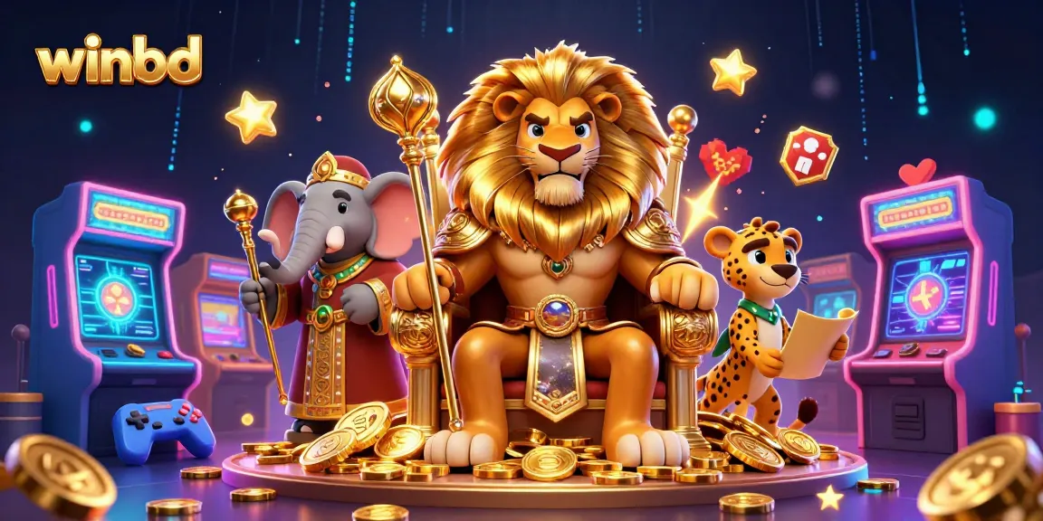 Engage with winbd's thrilling gaming experience through an exciting 3D casino illustration.