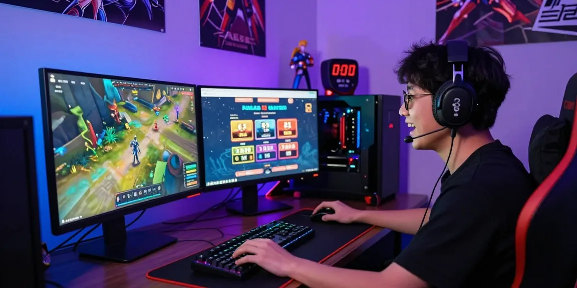 Exciting online gaming setup featuring a player engaged in osaka88 with vibrant graphics and ambient lighting.