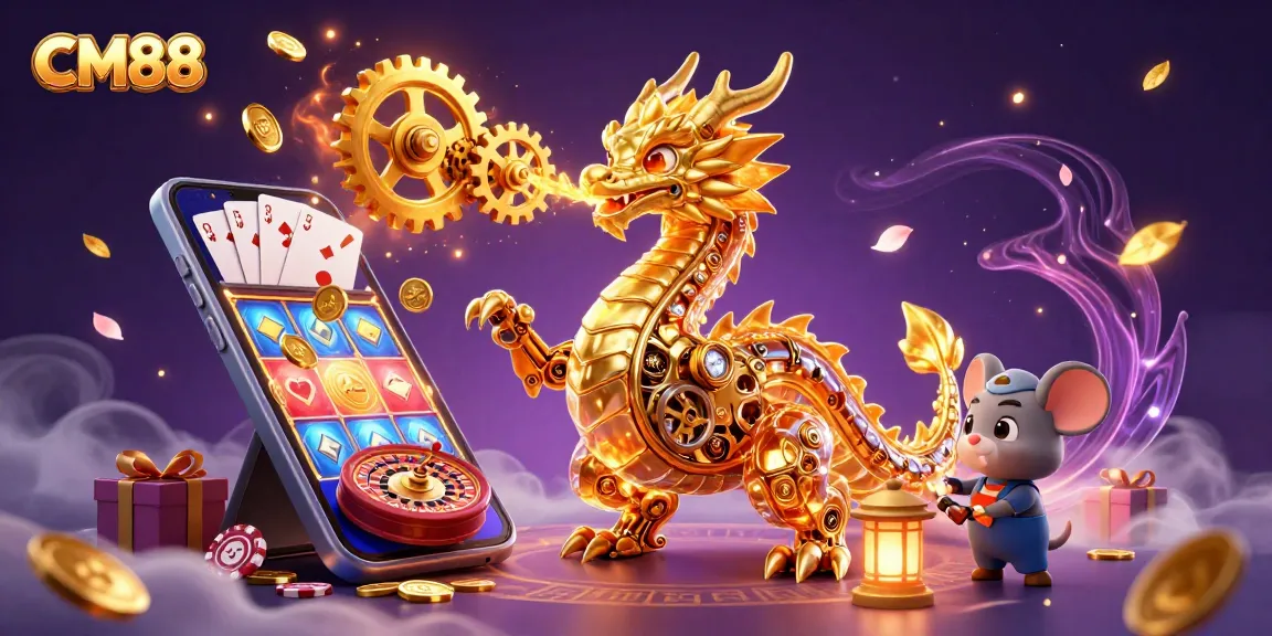 Experience the thrill at CM88 with a golden dragon, dynamic game elements, and magical ambience.