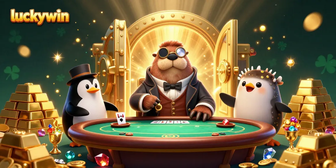 Experience luck with the luckywin walrus at an underwater poker table filled with treasures.