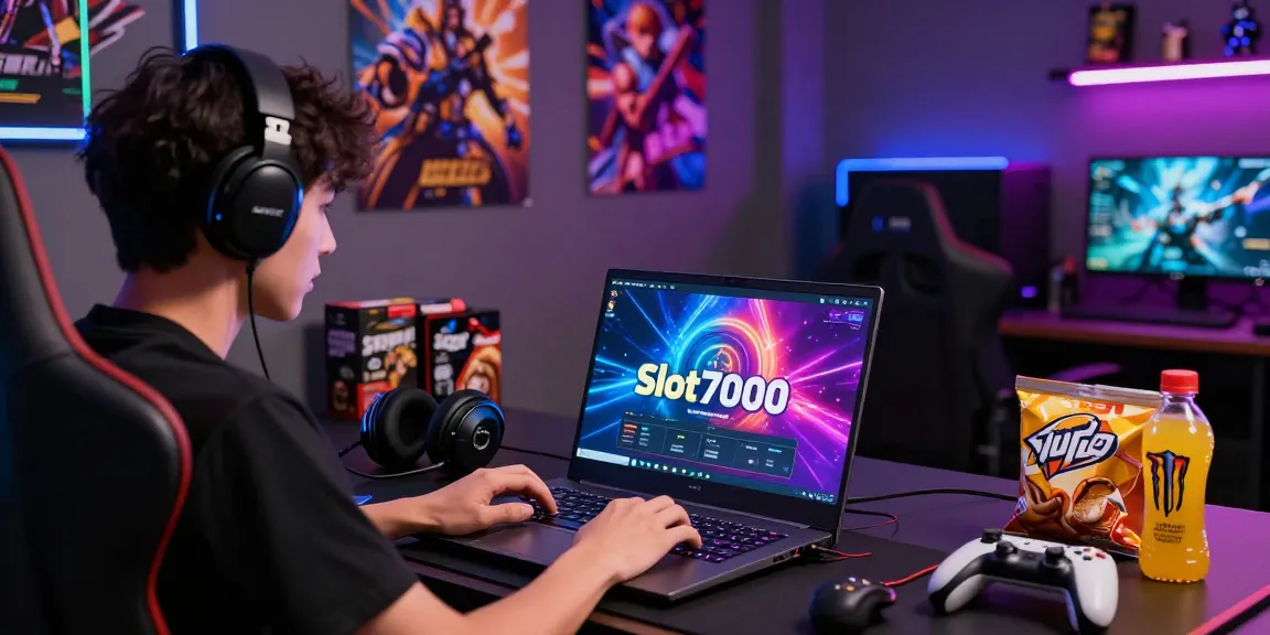 Gamer using Slot7000 platform in a dynamic and engaging gaming environment.