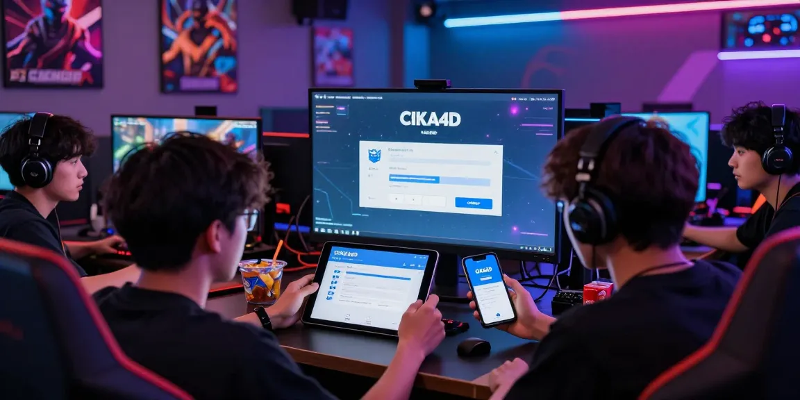 Gaming community discussing CIKA4D account access in a vibrant lounge.