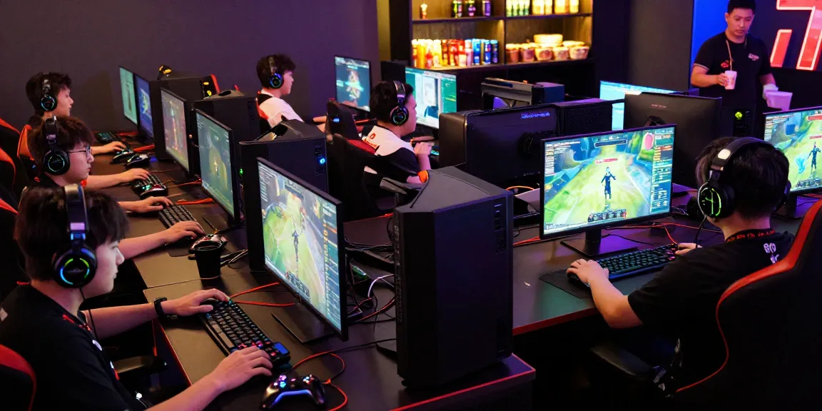 Gamers competing in intense multiplayer online battles at hitclub gaming lounge